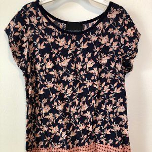 Cynthia Rowley, Small, Floral, Navy, pink and white blouse